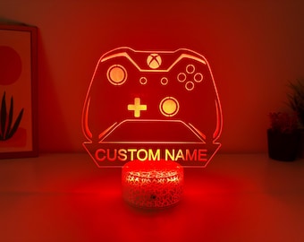 Benutzerdefinierte Controller Led Gaming Decor - Schreibtischlampe mit Name - Game Controller Personalisiertes Led Nachtlicht - Geburtstag Weihnachten Kinderzimmer Geschenke