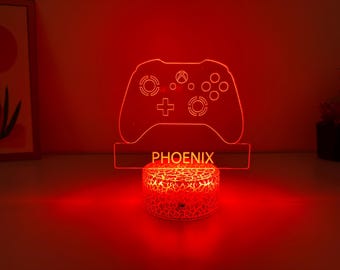 Benutzerdefinierte Controller Led Gaming Decor - Schreibtischlampe mit Name - Game Controller Personalisiertes Led Nachtlicht - Geburtstag Weihnachten Kinderzimmer Geschenke