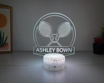 Personalized Tennis Racket Night Light-Custom LED Lamp for Tennis Player-Perfect Gift for Sports Fan-Perfect Gift for Tennis Lover-Xmas Gift