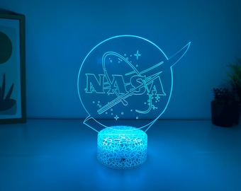 NASA Logo 3D Led Lamp, Space Logo Decorative, Gifts for NASA Fan, NASA Light-Up, Christmas Birthday Xmas Gift, Astronaut Light Decoration