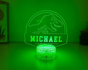 Luz nocturna de dinosaurio personalizada para niños, luz nocturna acrílica personalizada, lámpara de dinosaurio con nombre personalizado, regalo para niños, decoración de habitación infantil, regalos de Navidad.