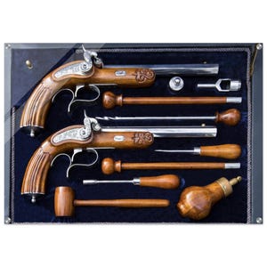 Antique Flintlock Pistols Print: Historical Weaponry Wall Art