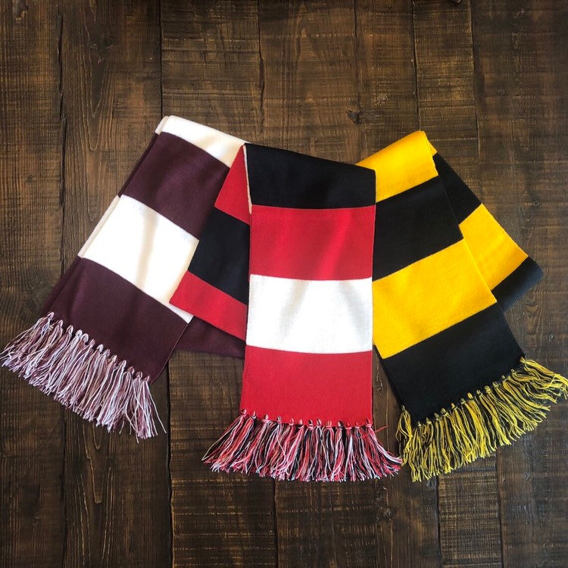 Black and Gold Knit Scarf with Fringe Cisco Lobos Spirit ...