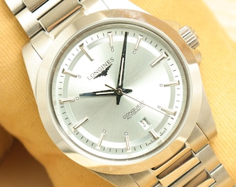 Reloj Longines automático para hombre con esfera azul hielo, reacondicionado.