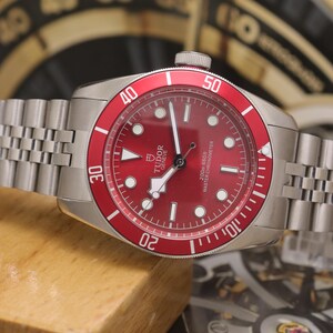 Refurbished Tudor Geneve Automatic Red Dial Men's Watch. image 4