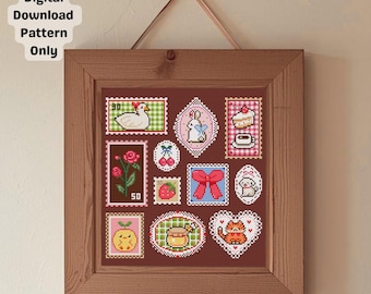 Patrón de punto de cruz de la colección Cottagecore Frame and Stamp (descarga digital en PDF)