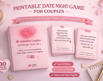 Tarjetas de desafío para parejas de San Valentín (mayores de 21 años) / Juego de cartas para una cita romántica para adultos