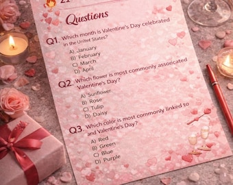 Un jeu amusant pour la Saint-Valentin qui fait rire et se disputer les couples | Quiz imprimable 21+