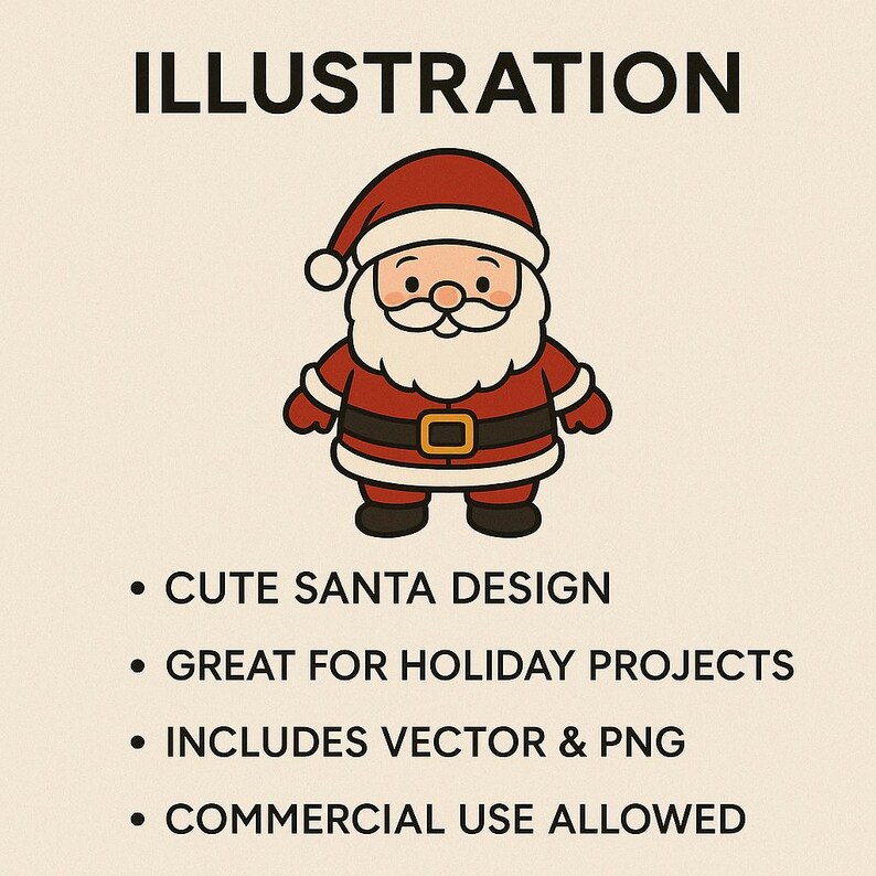 Christmas Kawaii Santa Clipart Bundle PNG | Sublimation, T-shirt Design ...