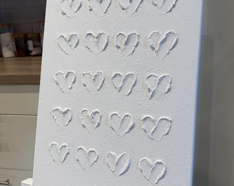 3D Hearts - Handmade Textured Canvas