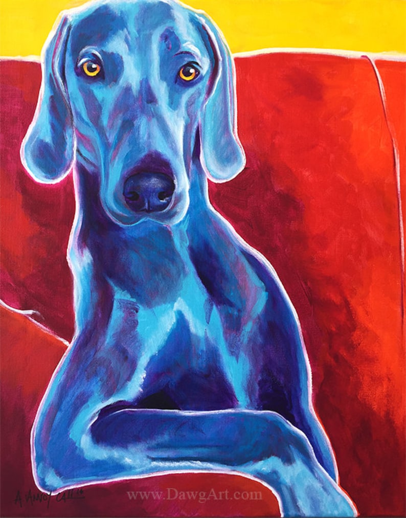 Dog Art Colorful Pet Portrait Pet Portrait Pet Portrait Painting DawgArt Art Prints Pet Portrait Artist Weimaraner Art Weimaraner