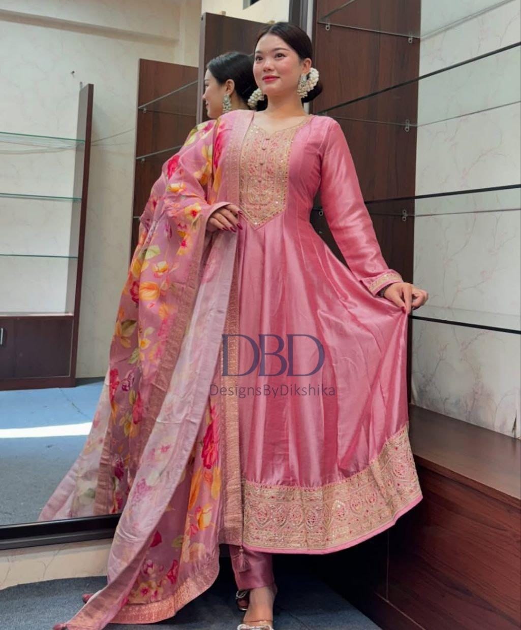 green emerald velvet dress Buy Peach Anarkali Dress At Hatkay