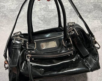Sac à main Dolce & Gabbana en cuir verni Sac noir avec boucle à fermeture éclair Fabriqué en Italie