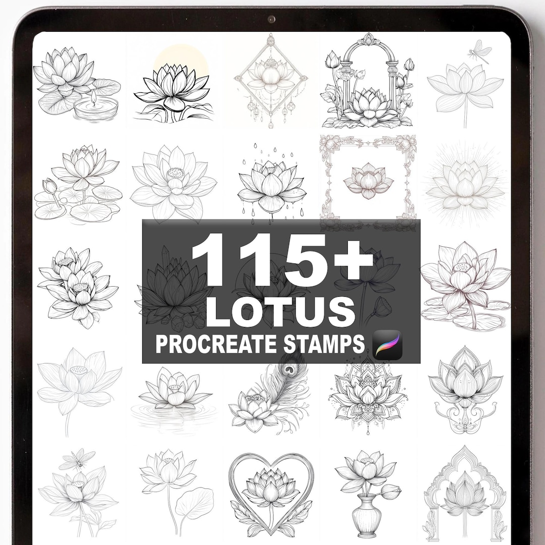 115+ Procreate Lotus Brushes | Procreate Stamps | Instant Digital ...