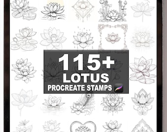 115+ Procreate Lotus Brushes | Procreate Stamps | Instant Digital Download
