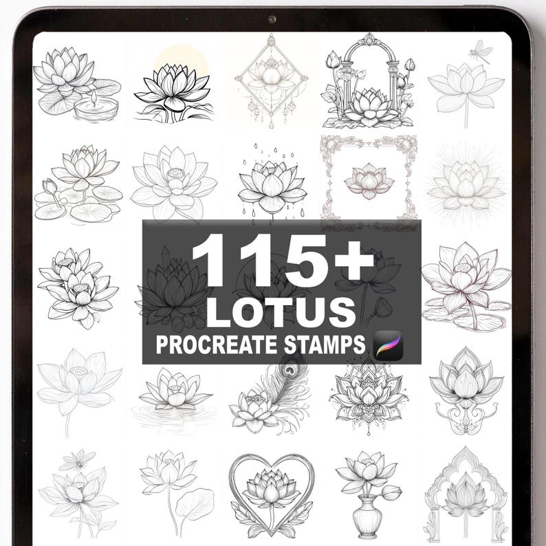 115+ Procreate Lotus Brushes | Procreate Stamps | Instant Digital ...