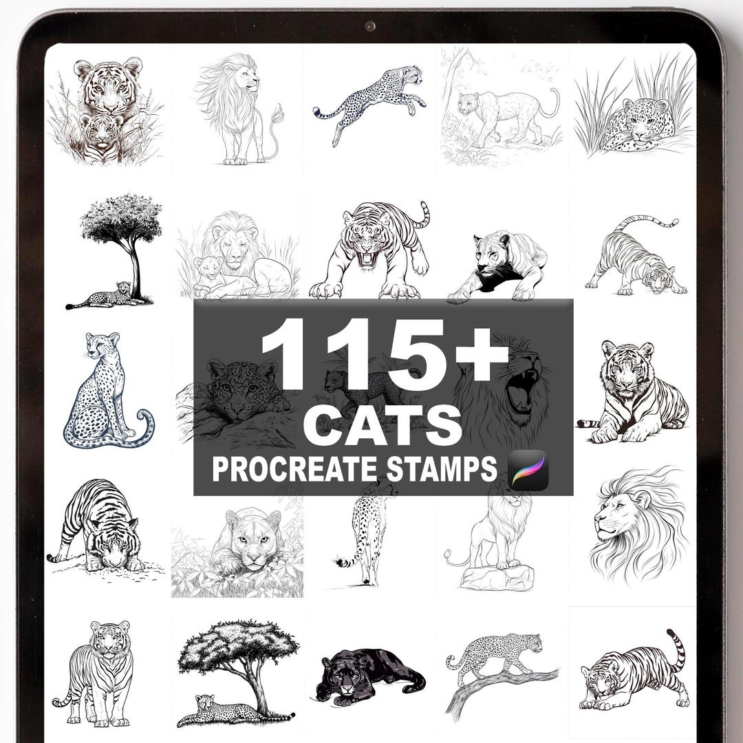 115+ Procreate Big Cats Brushes | Procreate Stamps | Instant Digital ...