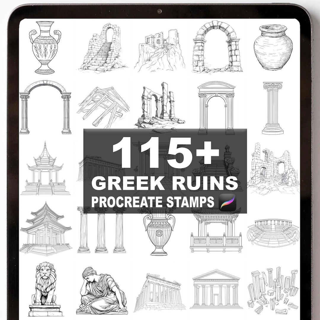 115+ Procreate Greek Ruins Brushes | Procreate Stamps | Instant Digital ...