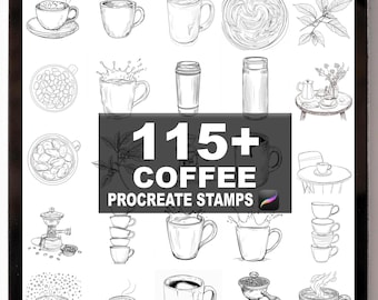 115+ Procreate Coffee (new) Brushes | Procreate Stamps | Instant Digital Download