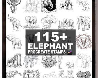 115+ Procreate Elephant Brushes | Procreate Stamps | Instant Digital Download