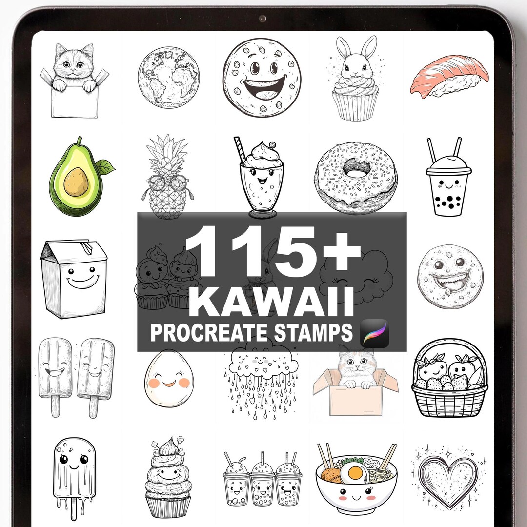115+ Procreate Kawaii Brushes | Procreate Stamps | Instant Digital ...