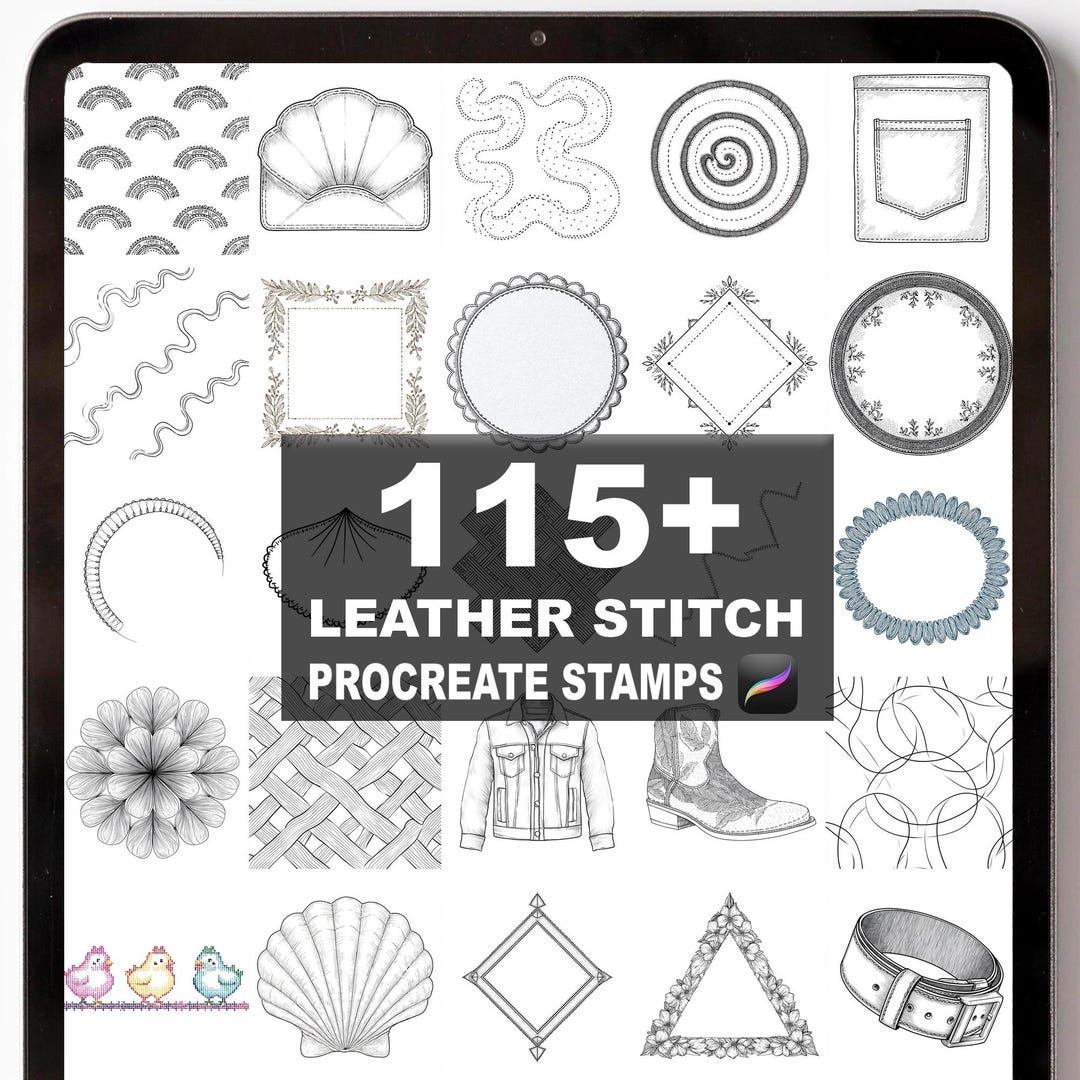 115+ Procreate Leather Stitch Brushes | Procreate Stamps | Instant ...