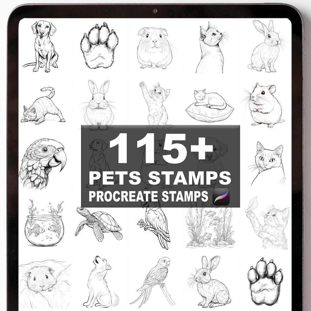 115+ Procreate Pets Brushes | Procreate Stamps | Instant Digital ...