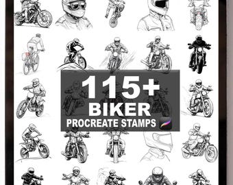 115+ Procreate Biker Brushes | Procreate Stamps | Instant Digital Download
