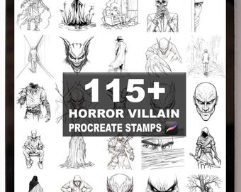 115+ Maak horror-schurkenborstels voort | Voortplantingsstempels | Directe digitale download