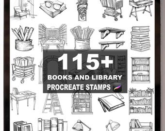 115+ Procreate Books and Library Brushes | Procreate Stamps | Instant Digital Download