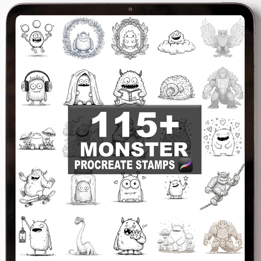 115+ Procreate Monster Brushes | Procreate Stamps | Instant Digital ...