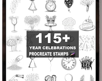115+ Procreate New Year Celebrations Brushes | Procreate Stamps | Instant Digital Download