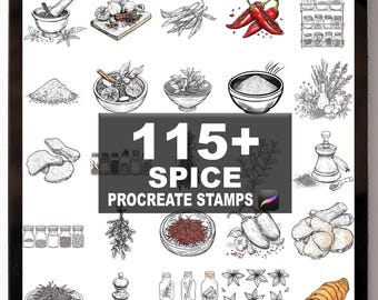 115+ Procreate kryddpenslar | Procreate-stämplar | Direkt digital nedladdning