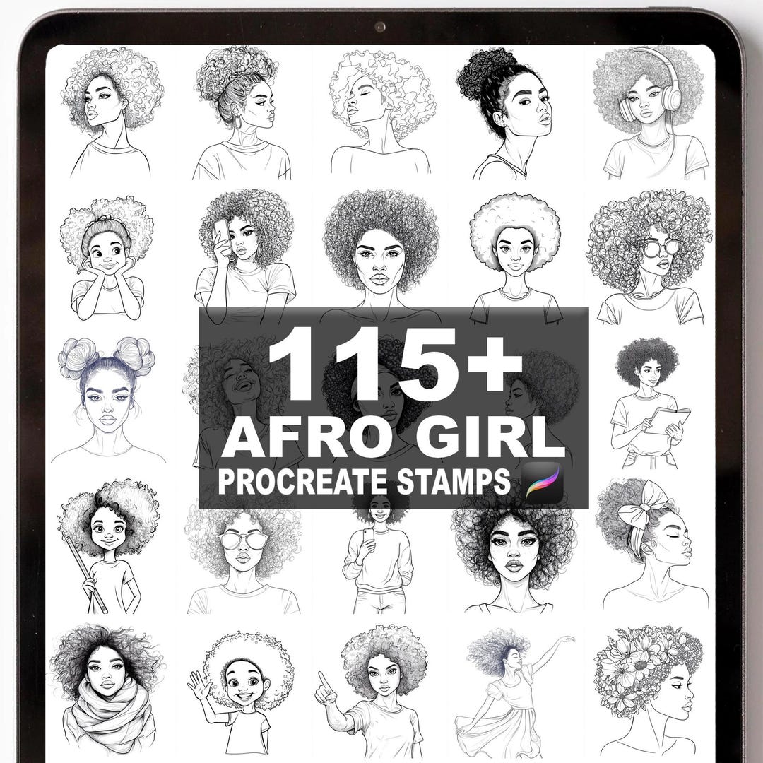 115+ Procreate Afro Girl Brushes | Procreate Stamps | Instant Digital ...
