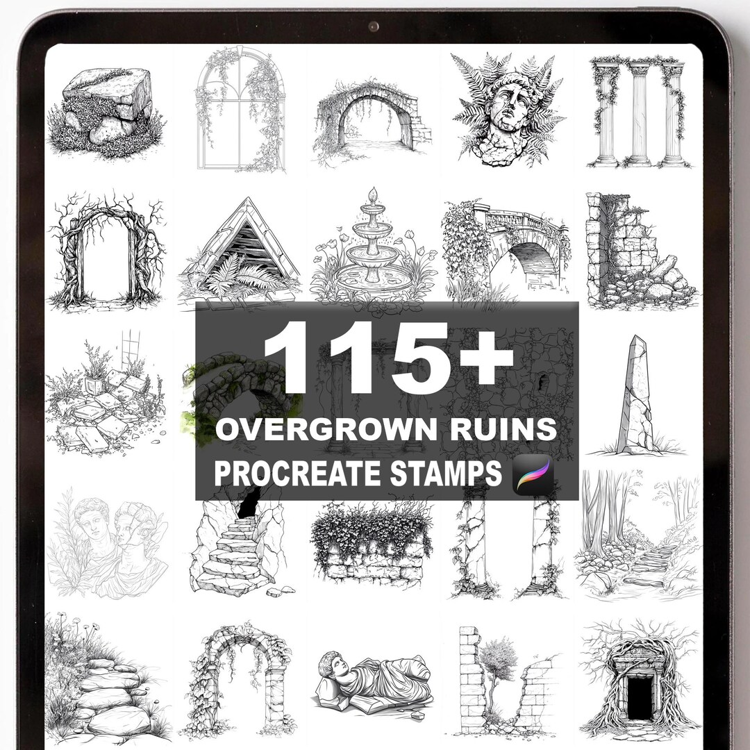 115+ Procreate Overgrown Ruins Brushes | Procreate Stamps | Instant ...