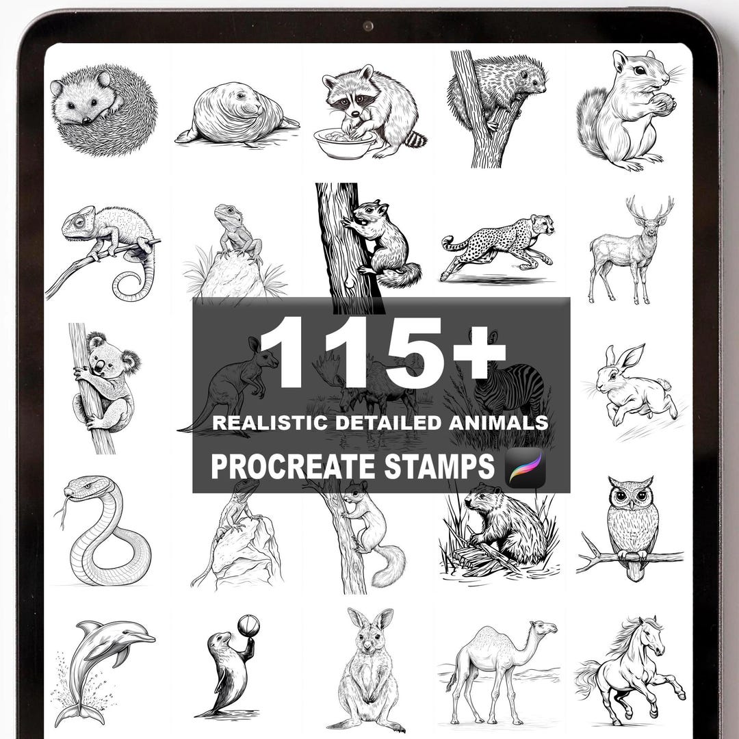 115+ Procreate Realistic Detailed Animals Brushes | Procreate Stamps ...