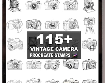 115+ Procreate Vintage Camera Brushes | Procreate Stamps | Instant Digital Download