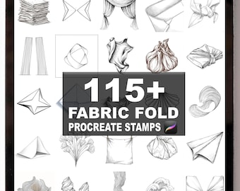115+ Procreate tygvikningspenslar | Procreate-stämplar | Direkt digital nedladdning