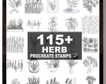 115+ Procreate örtpenslar | Procreate-stämplar | Direkt digital nedladdning