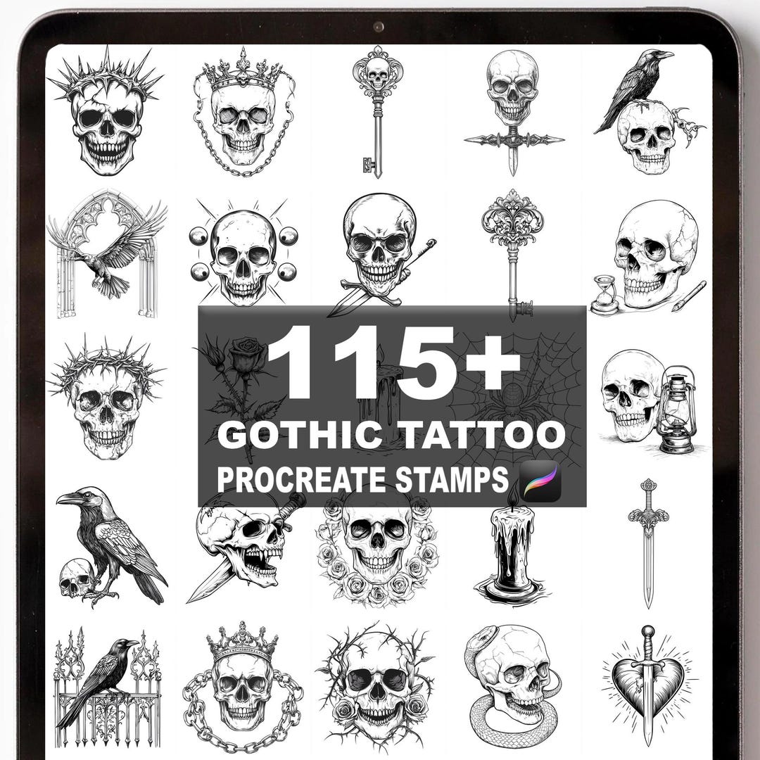 115+ Procreate Gothic Tattoo Brushes | Procreate Stamps | Instant ...