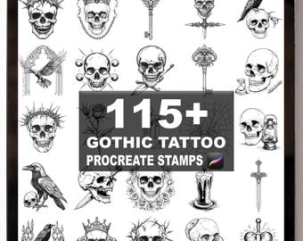115+ Procreate Gothic Tattoo Brushes | Procreate Stamps | Instant Digital Download