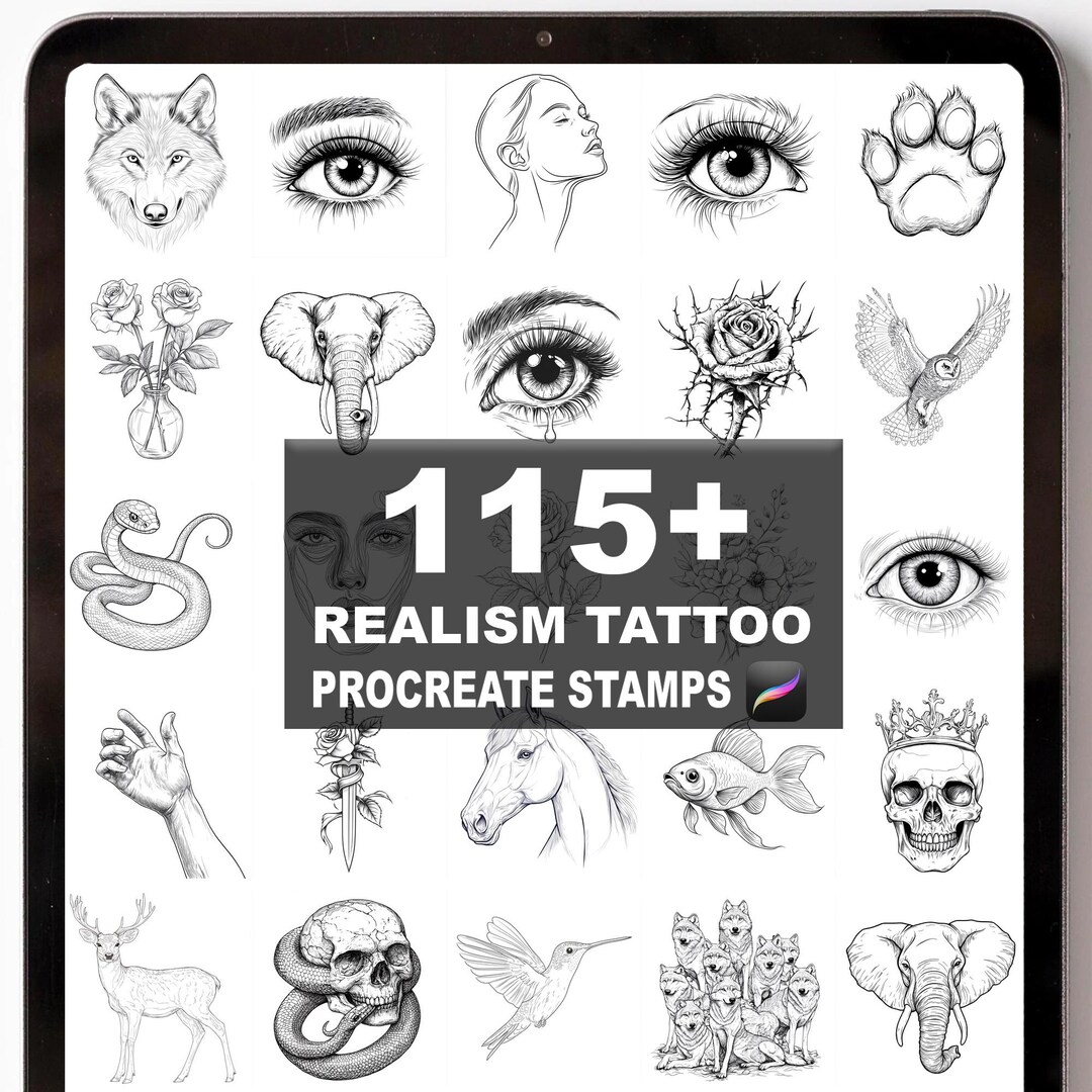 115+ Procreate Realism Tattoo Brushes | Procreate Stamps | Instant ...