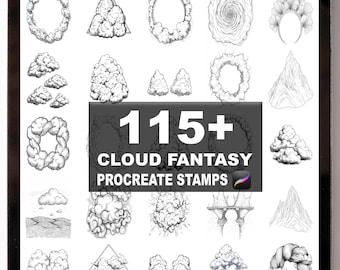 Más de 115 pinceles de nubes para Procreate / Sellos para Procreate / Descarga digital instantánea