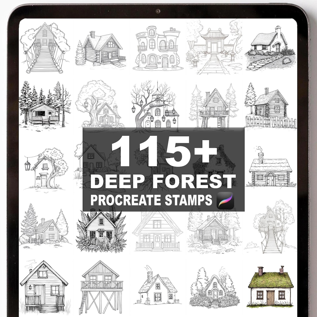115+ Procreate Deep Forest House Brushes | Procreate Stamps | Instant ...