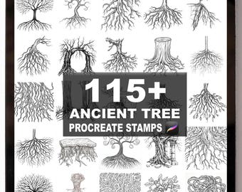 115+ Procreate Ancient Tree Root Network Brushes | Procreate Stamps | Instant Digital Download