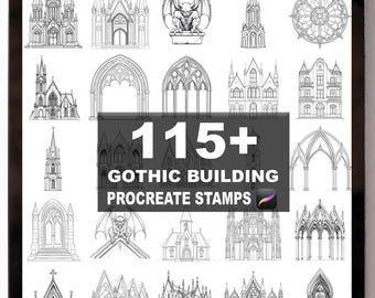 115+ Procreate Gothic Building Brushes | Procreate Stamps | Instant Digital Download