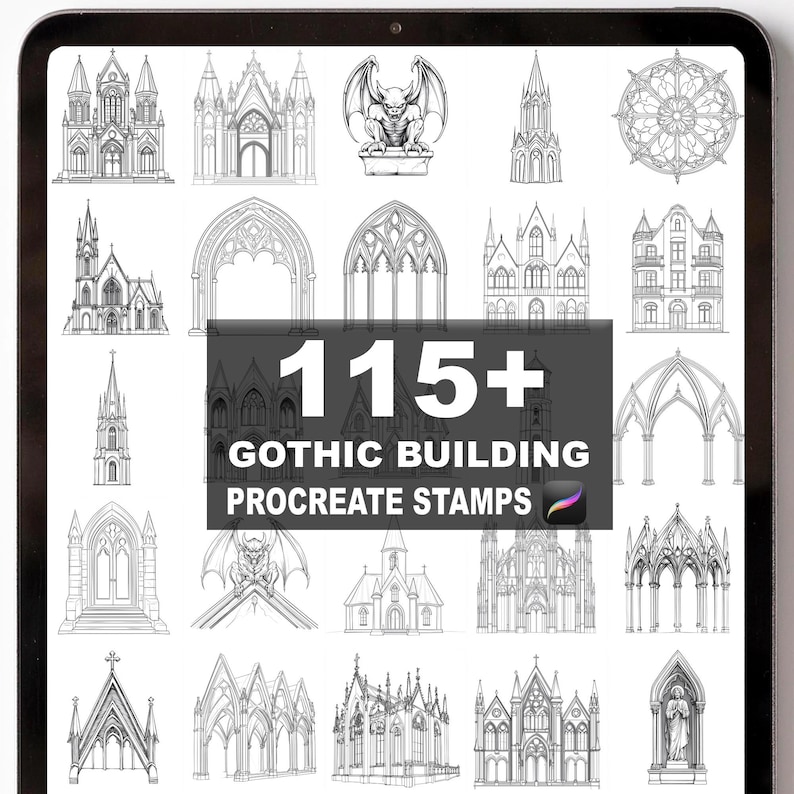 115+ Procreate Gothic Building Brushes | Procreate Stamps | Instant ...