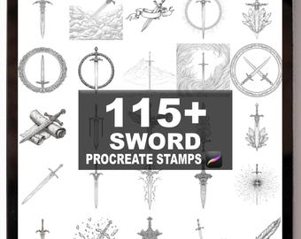 115+ Procreate Sword Brushes | Procreate Stamps | Instant Digital Download