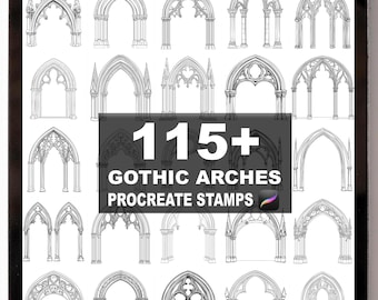 115+ Procreate Gothic Arches Brushes | Procreate Stamps | Instant Digital Download