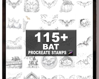 115+ Procreate-fladdermuspenslar | Procreate-stämplar | Direkt digital nedladdning
